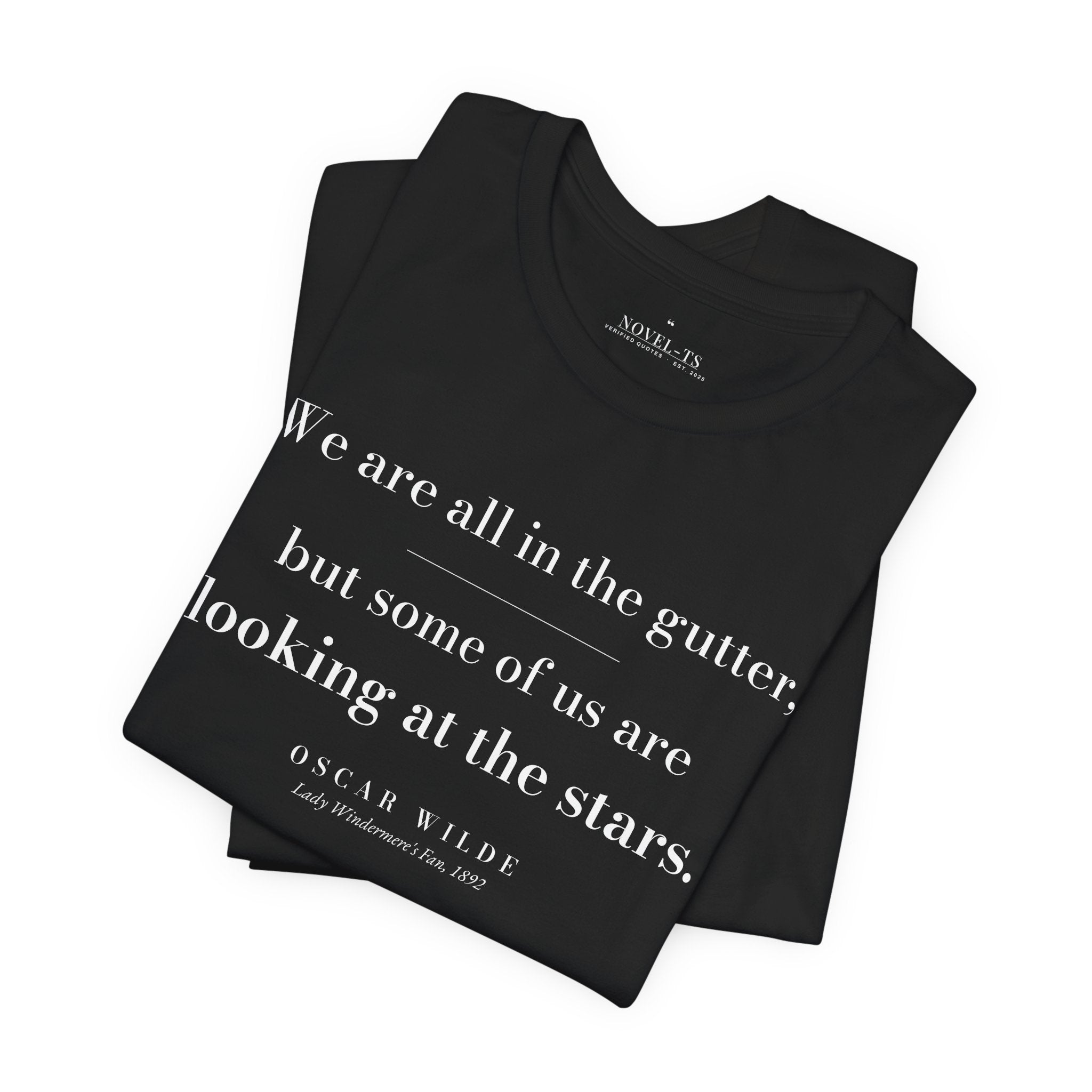 Some of Us Are Looking at the Stars — Oscar Wilde Quote T-Shirt | Black