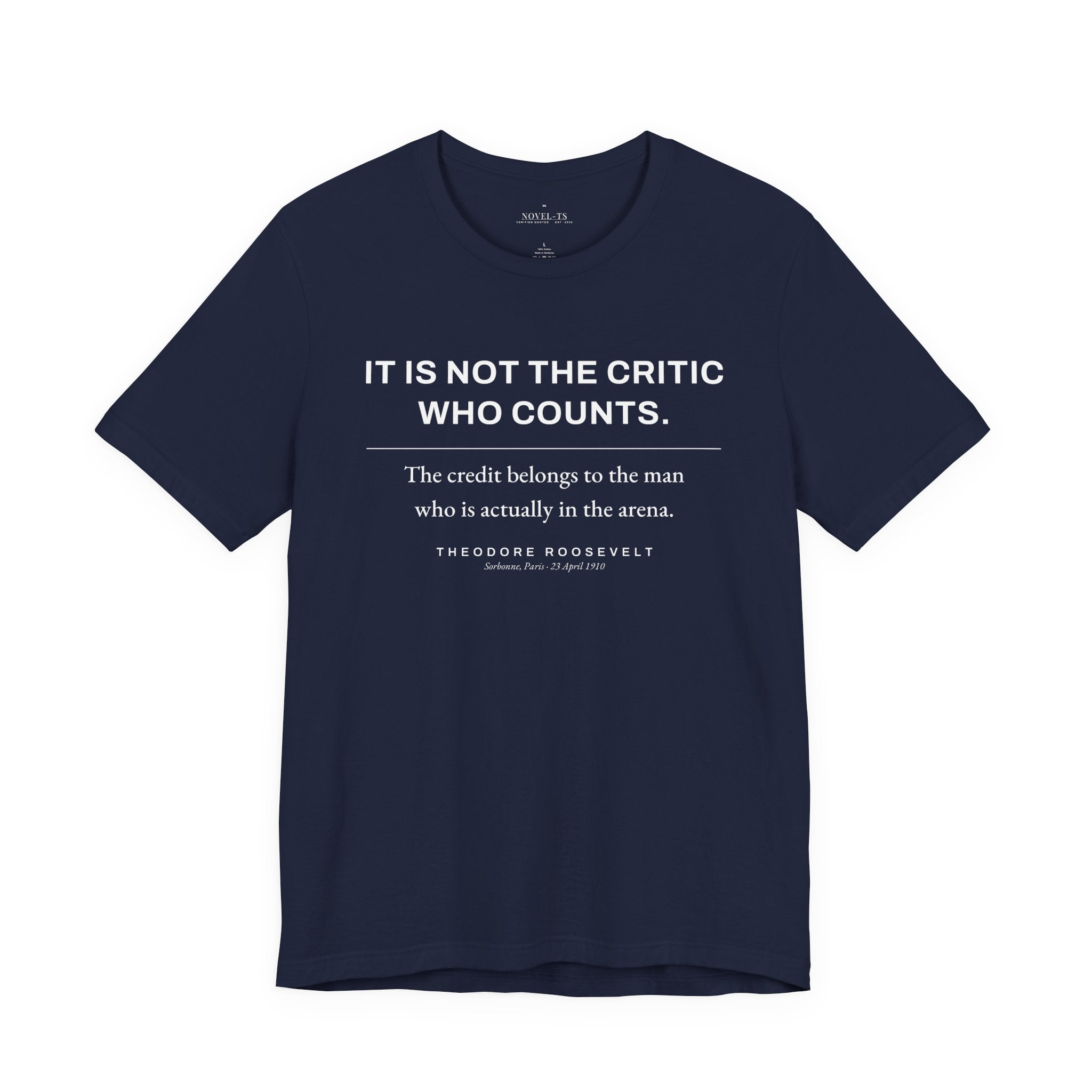 The Man in the Arena — Theodore Roosevelt Quote T-Shirt | Black