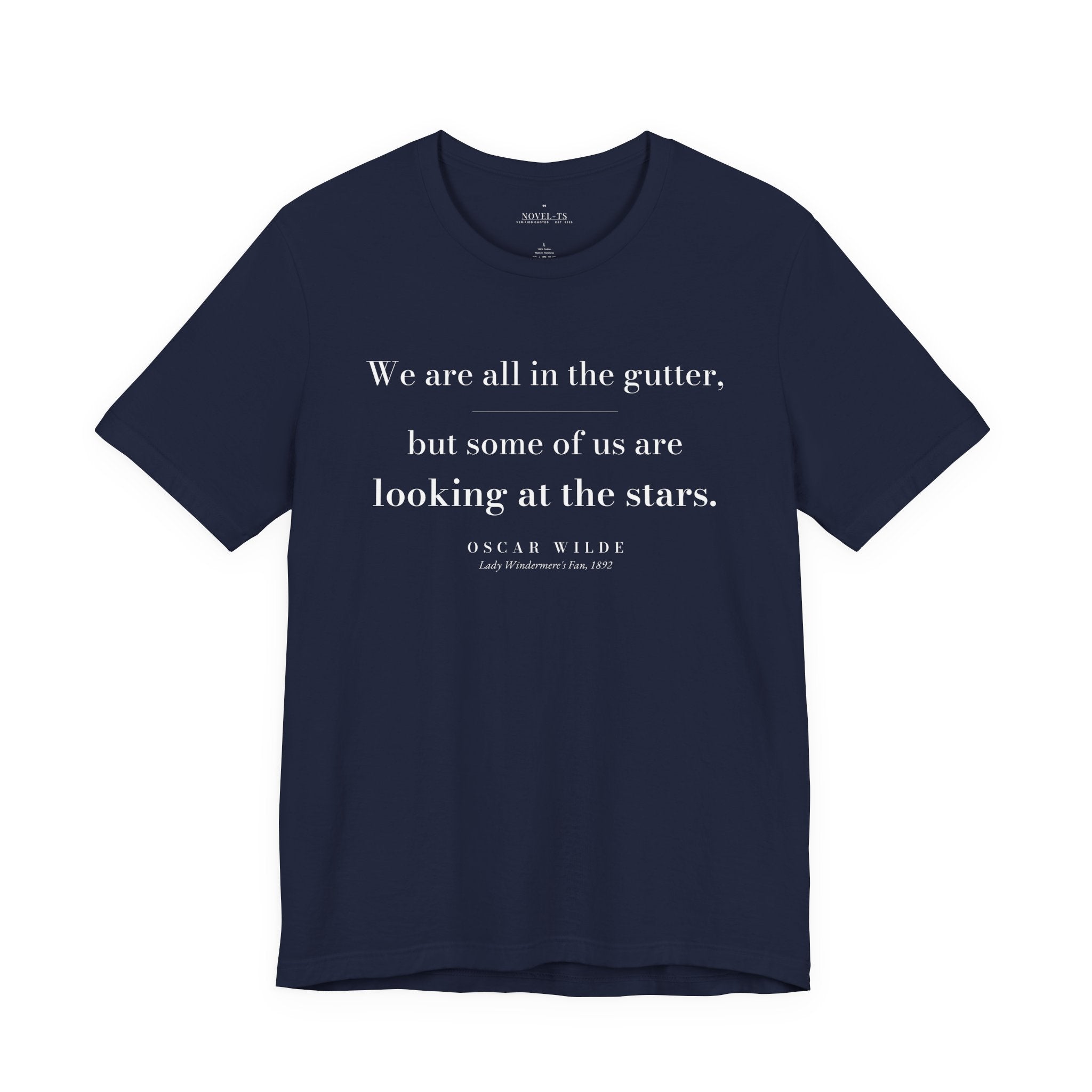 Some of Us Are Looking at the Stars — Oscar Wilde Quote T-Shirt | Black